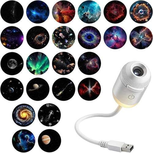 2-In-1 Galaxy Projector Night Light, USB Star Projector with Adjustable Brightness, Mini Galaxy Light Projector for Bedroom Ceiling Wall Room Decor