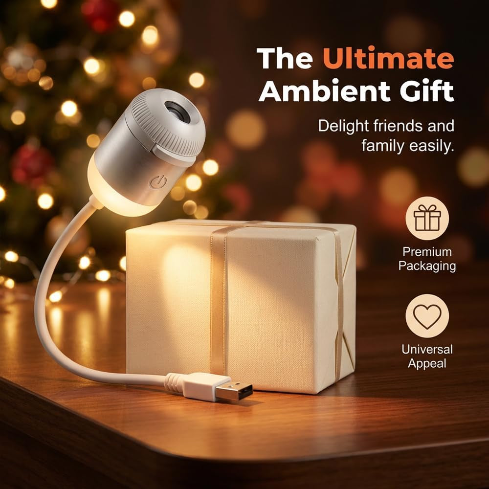2-In-1 Galaxy Projector Night Light, USB Star Projector with Adjustable Brightness, Mini Galaxy Light Projector for Bedroom Ceiling Wall Room Decor